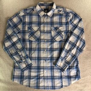 Marc Ecko Men's Cut & Sew Long Sleeve Shirt - White/Blue - Size XL - Button Down